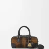 Amazona 23 Cropped-Tasche aus Tartan-Wildleder und Nappaleder in Tan/Schwarz