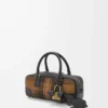 Amazona 23 Cropped-Tasche aus Tartan-Wildleder und Nappaleder in Tan/Schwarz