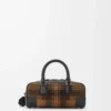Amazona 23 Cropped-Tasche aus Tartan-Wildleder und Nappaleder in Tan/Schwarz