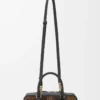 Amazona 23 Cropped-Tasche aus Tartan-Wildleder und Nappaleder in Tan/Schwarz