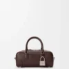 Amazona 23 verkürzte Tasche aus glänzendem Kalbsleder Dunkelbraun
