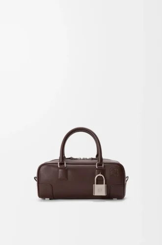Amazona 23 verkürzte Tasche aus glänzendem Kalbsleder Dunkelbraun