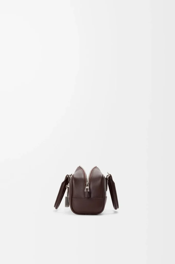 Amazona 23 verkürzte Tasche aus glänzendem Kalbsleder Dunkelbraun