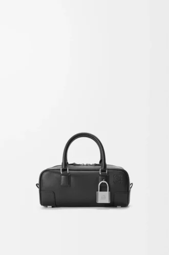 Amazona 23 verkürzte Tasche aus glänzendem Kalbsleder Schwarz