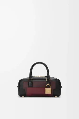 Amazona 23 verkürzte Tasche aus Nappakalbsleder Schwarz/Burgunderrot
