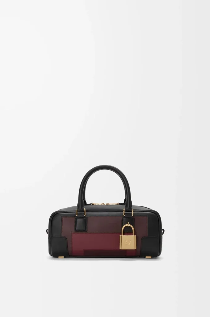 Amazona 23 verkürzte Tasche aus Nappakalbsleder Schwarz/Burgunderrot