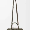 Amazona 23 verkürzte Tasche aus Tartan-Wildleder und Nappakalbsleder Khaki/Grün