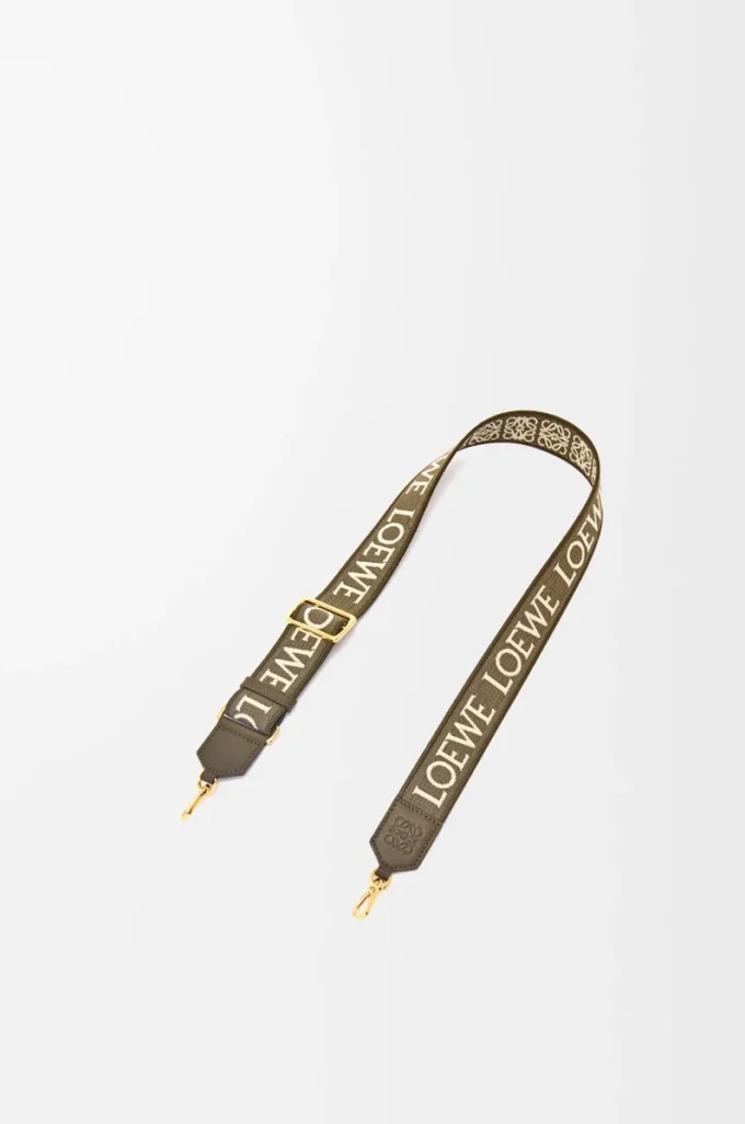 Anagram-Armband aus Jacquard und Kalbsleder Dark Khaki