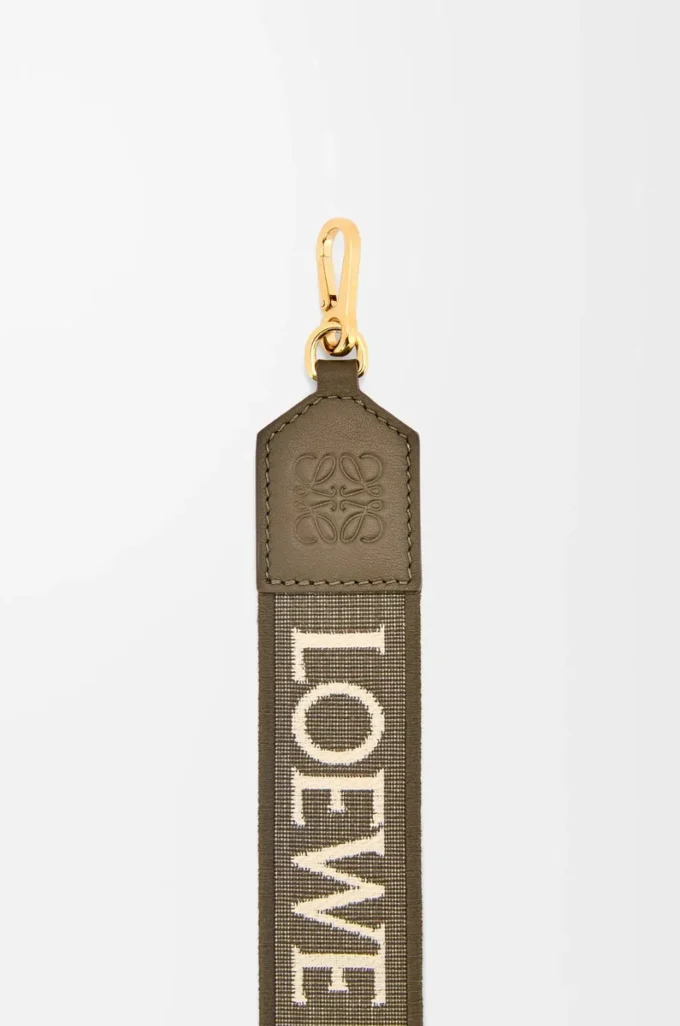 Anagram-Armband aus Jacquard und Kalbsleder Dark Khaki