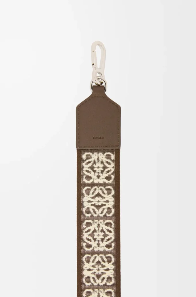 Anagram-Armband aus Jacquard und Kalbsleder in Dark Cigar
