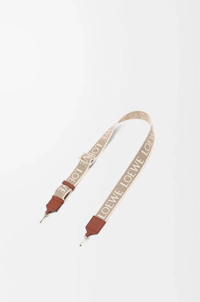 Anagram-Armband aus Jacquard und Kalbsleder Natur/Hellbraun/Palladium