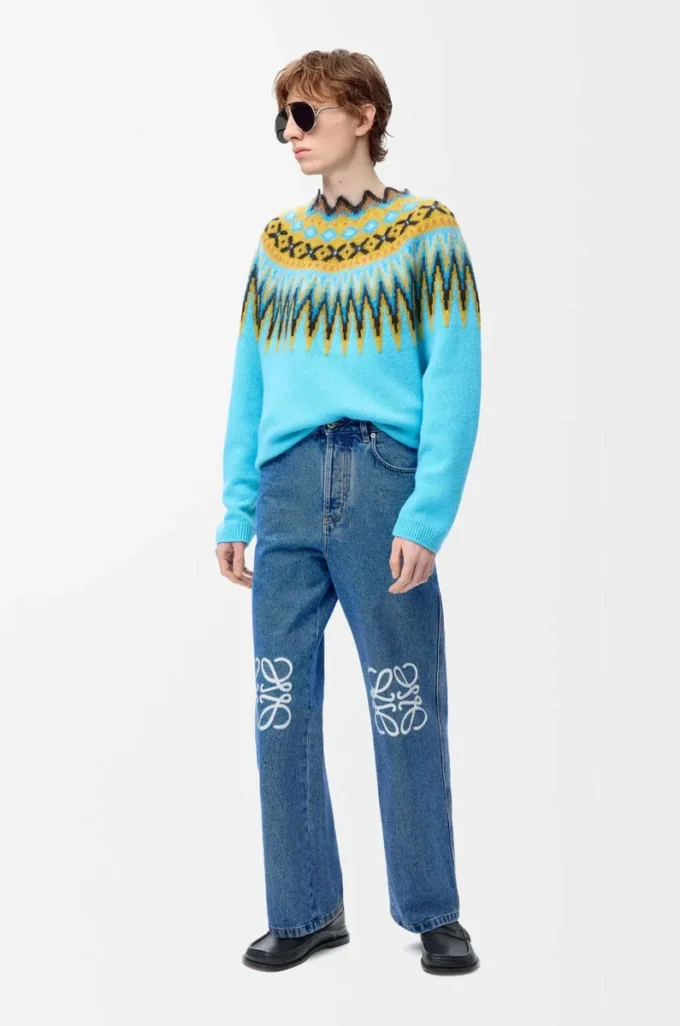 Anagram Baggy Jeans aus Denim Mid Blue Denim