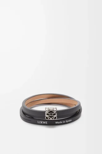 Anagram Bombé Twist-Armband aus Kalbsleder Schiefer