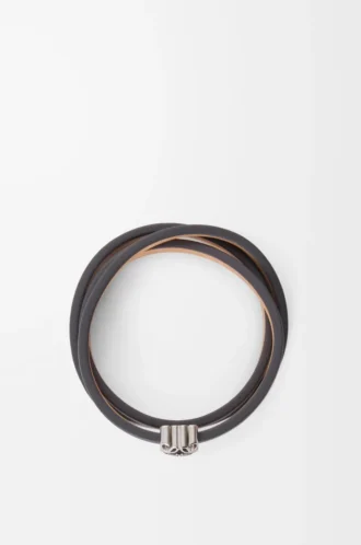 Anagram Bombé Twist-Armband aus Kalbsleder Schiefer