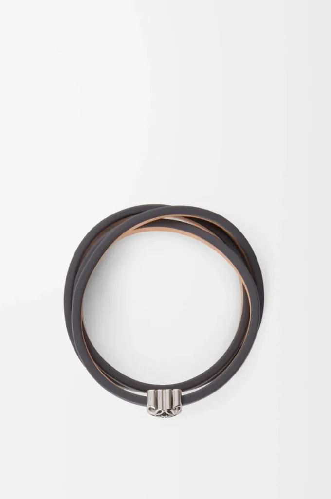Anagram Bombé Twist-Armband aus Kalbsleder Schiefer