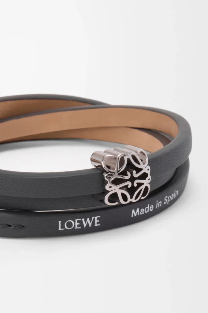 Anagram Bombé Twist-Armband aus Kalbsleder Schiefer