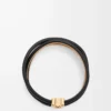 Anagram Bombé Twist-Armband aus Kalbsleder Schwarz