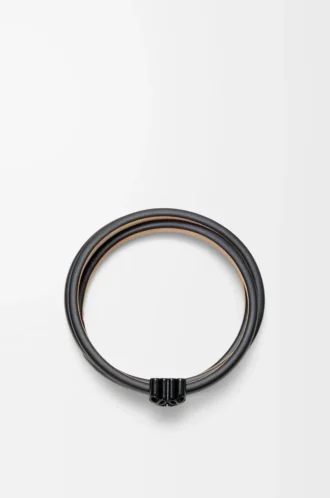 Anagram Bombé Twist-Armband aus Kalbsleder Schwarz