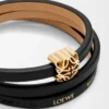 Anagram Bombé Twist-Armband aus Kalbsleder Schwarz