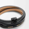 Anagram Bombé Twist-Armband aus Kalbsleder Schwarz