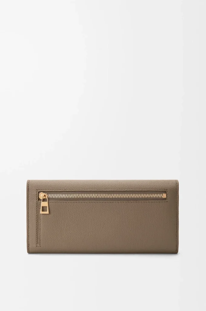 Anagram Continental-Brieftasche aus pebble-genarbtem Kalbsleder Taupe