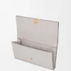 Anagram Continental-Geldbörse aus genarbtem Kalbsleder in Light Ghost Grey