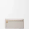 Anagram Continental-Geldbörse aus genarbtem Kalbsleder in Light Ghost Grey