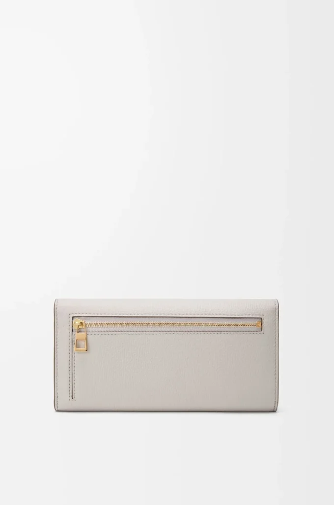 Anagram Continental-Geldbörse aus genarbtem Kalbsleder in Light Ghost Grey