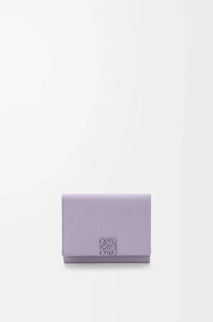 Anagram Dreifach-Geldbörse aus genarbtem Kalbsleder in Dirty Mauve