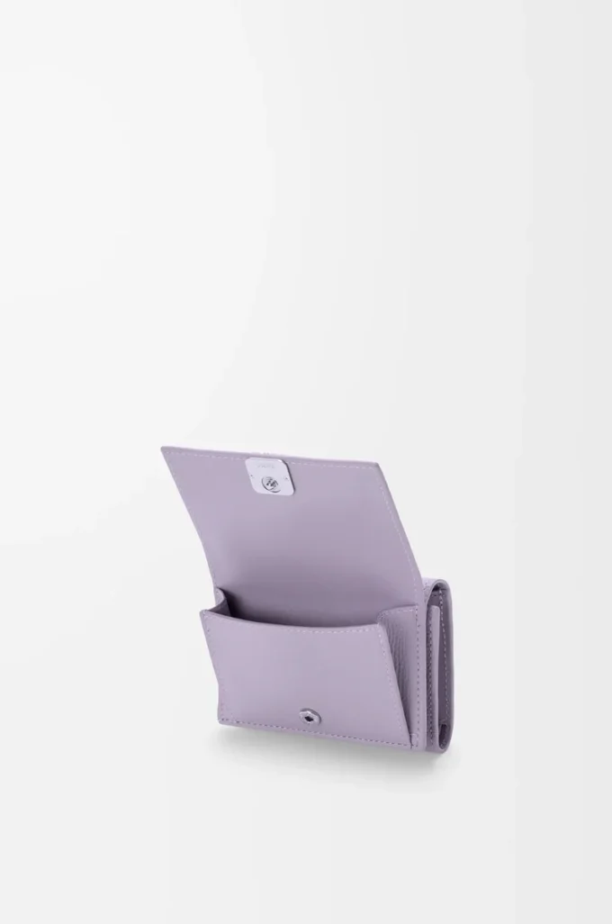 Anagram Dreifach-Geldbörse aus genarbtem Kalbsleder in Dirty Mauve