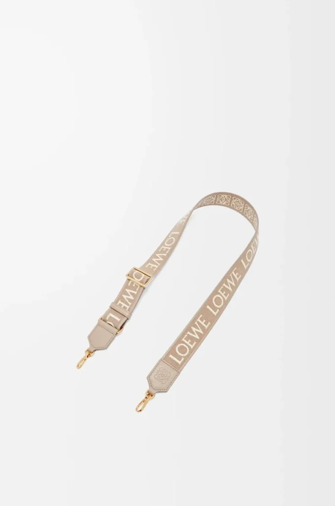 Anagram-Gurt aus Jacquard und Kalbsleder in Sand