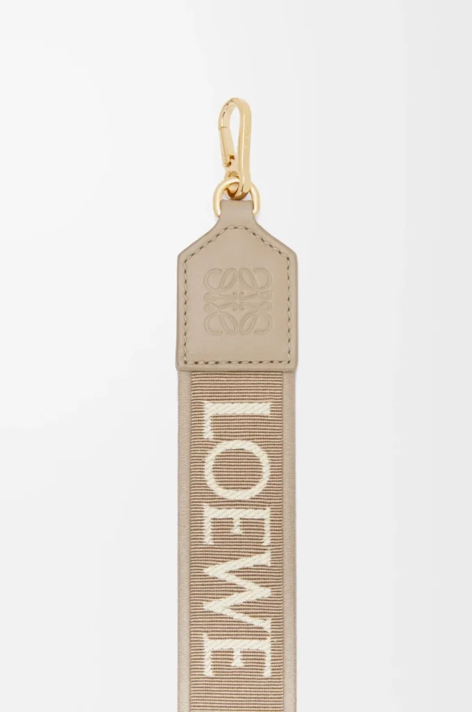 Anagram-Gurt aus Jacquard und Kalbsleder in Sand