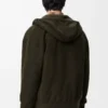 Anagram-Hoodie mit Reißverschluss aus Wolle in Khaki-Grün