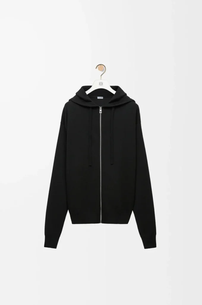 Anagram-Hoodie mit Reißverschluss aus Wolle Schwarz