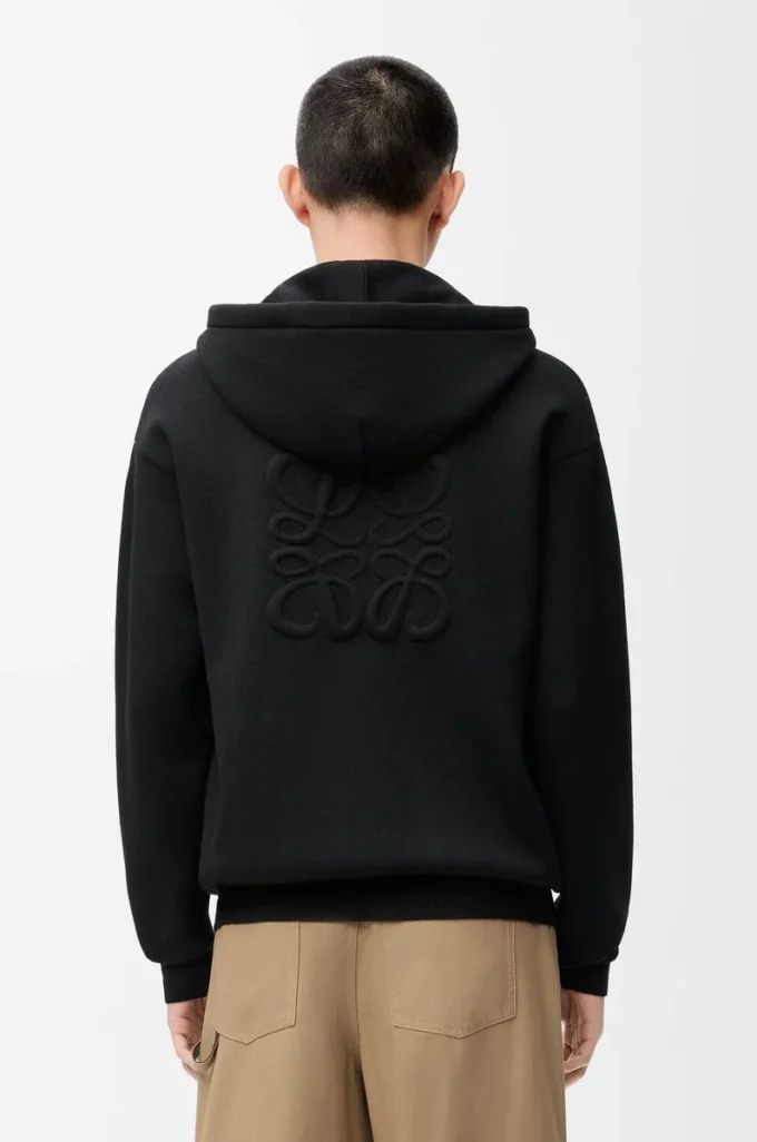 Anagram-Hoodie mit Reißverschluss aus Wolle Schwarz
