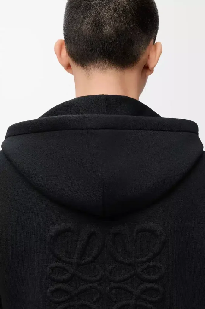 Anagram-Hoodie mit Reißverschluss aus Wolle Schwarz