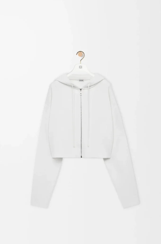 Anagram-Hoodie mit Reißverschluss aus Wolle Weiß