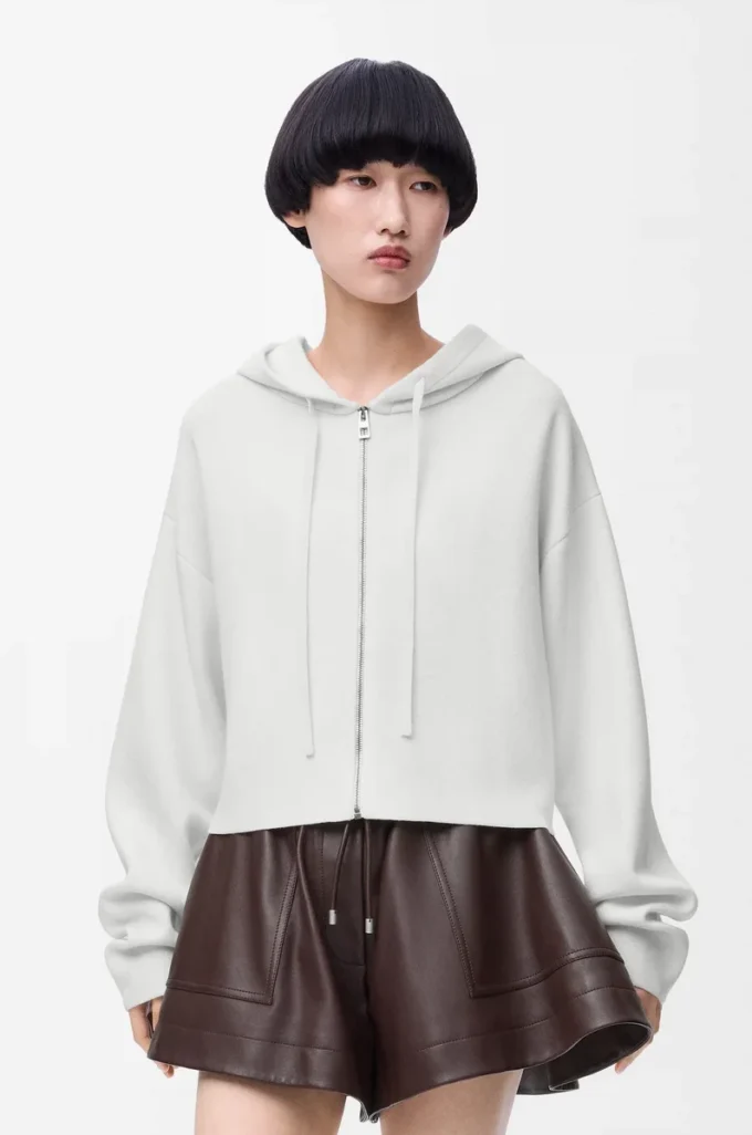 Anagram-Hoodie mit Reißverschluss aus Wolle Weiß