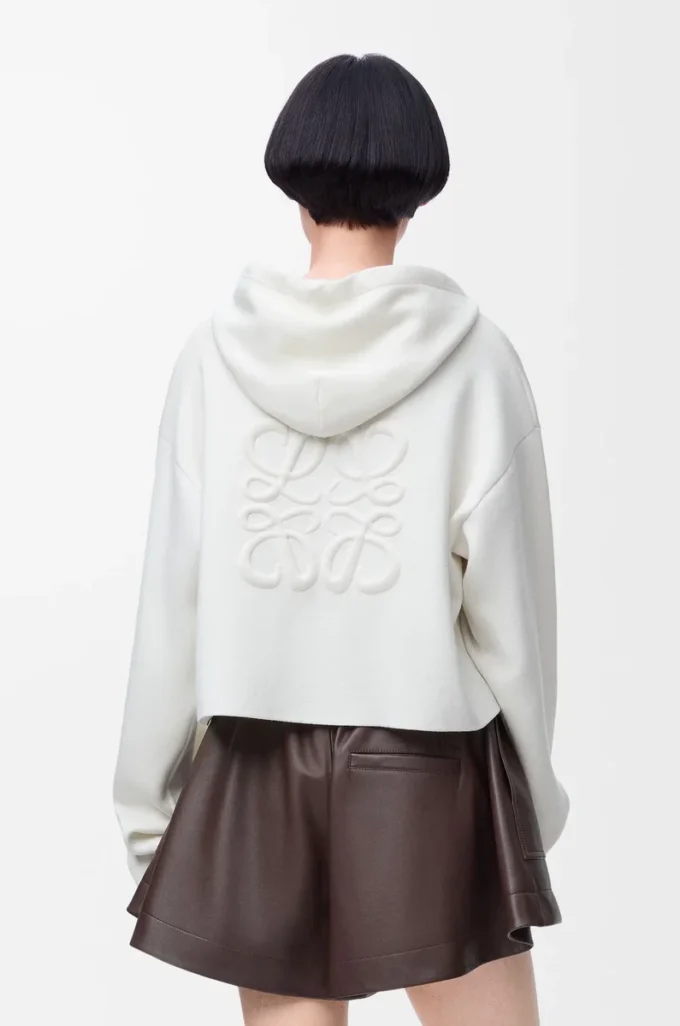 Anagram-Hoodie mit Reißverschluss aus Wolle Weiß