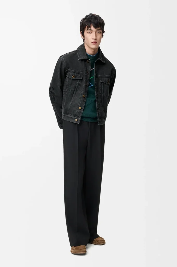 Anagram-Jacke aus Denim in Schwarz