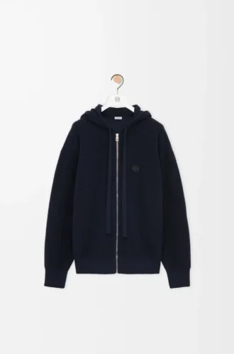 Anagram-Kapuzenpullover mit Reißverschluss aus Wolle Marineblau