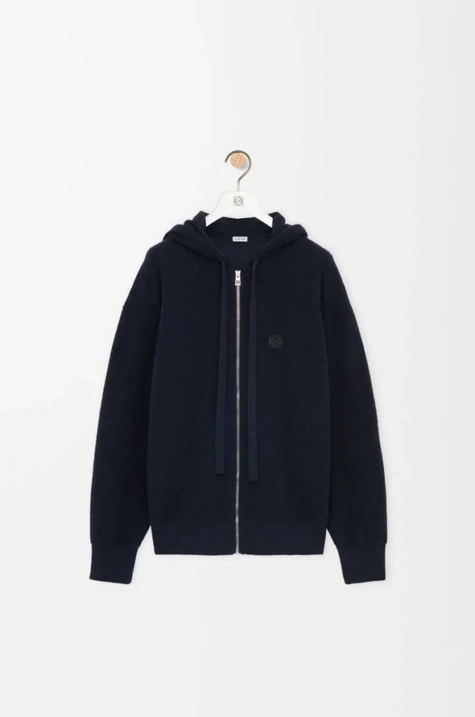 Anagram-Kapuzenpullover mit Reißverschluss aus Wolle Marineblau