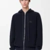 Anagram-Kapuzenpullover mit Reißverschluss aus Wolle Marineblau