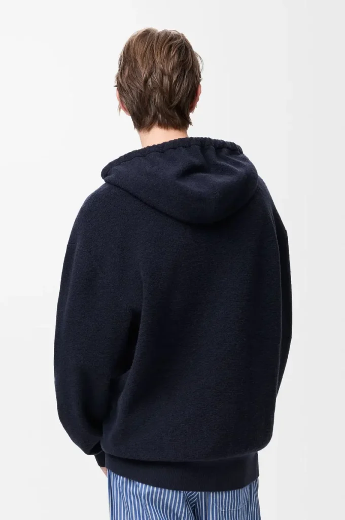 Anagram-Kapuzenpullover mit Reißverschluss aus Wolle Marineblau