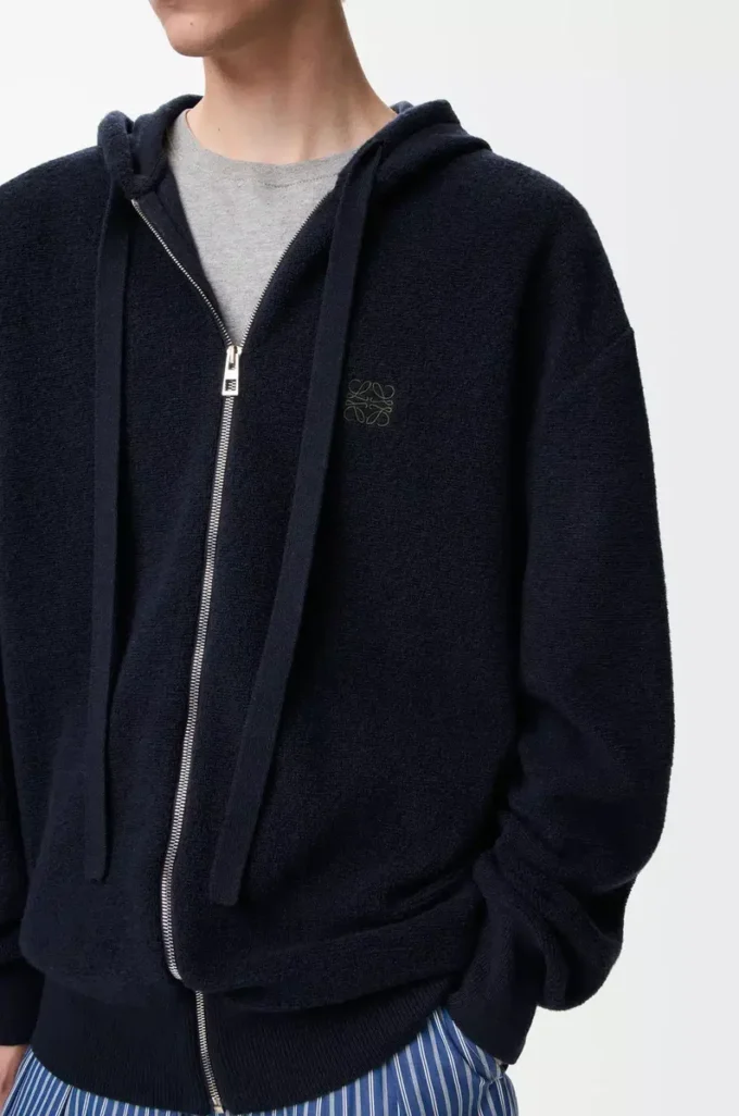 Anagram-Kapuzenpullover mit Reißverschluss aus Wolle Marineblau