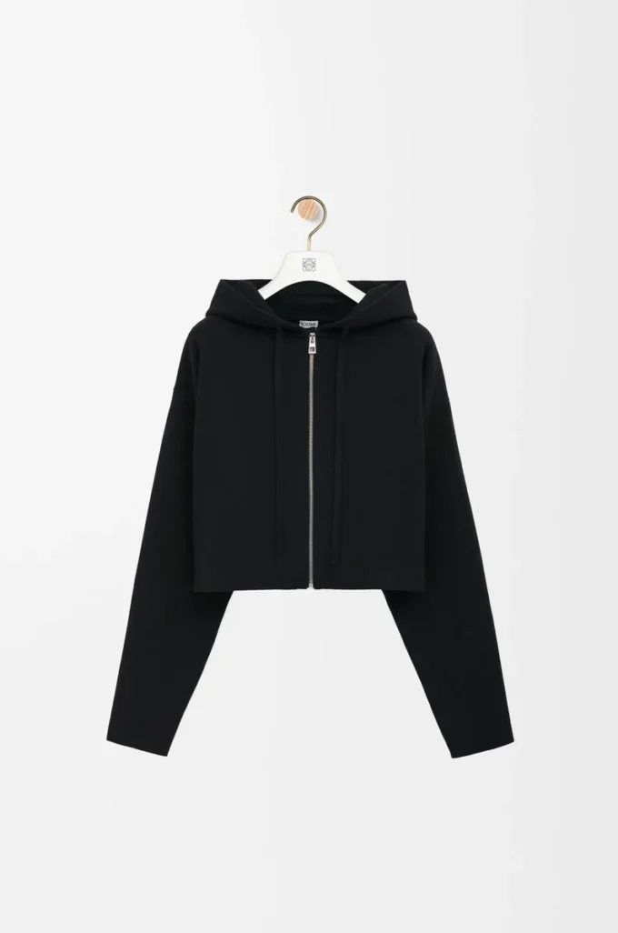 Anagram-Kapuzenpullover mit Reißverschluss aus Wolle Schwarz