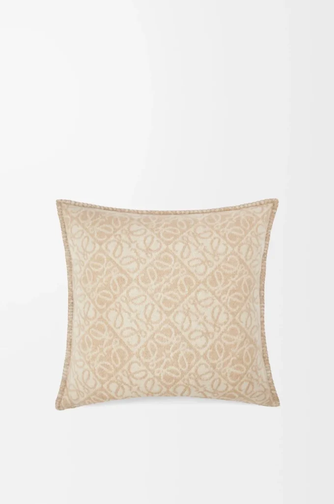 Anagram-Kissen aus Wolle und Kaschmir Beige