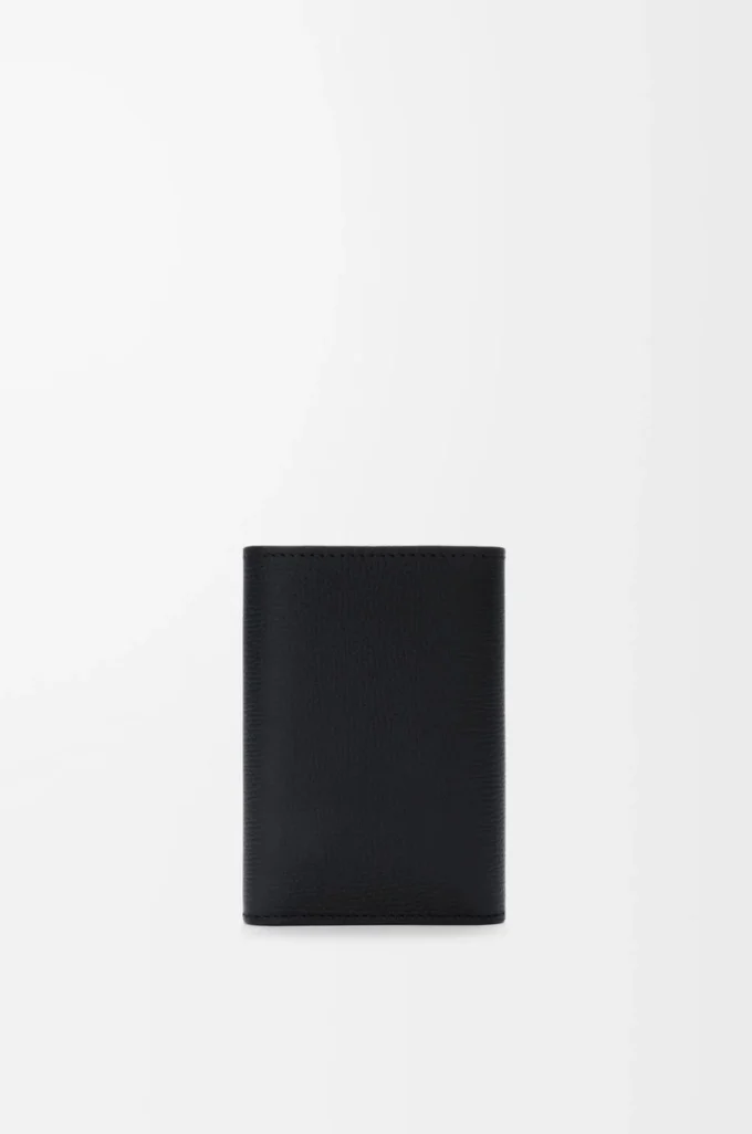 Anagram kleine vertikale Geldbörse aus genarbtem Kalbsleder Black/Gold