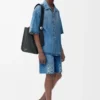 Anagram-Kurzarmhemd aus Denim Gewaschener Denim
