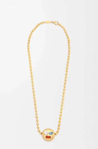Anagram Pebble Halskette aus Sterlingsilber und Kristallen Gold/Mehrfarbig